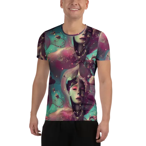 Nouveau Galaxy on a Men's Athletic T-Shirt