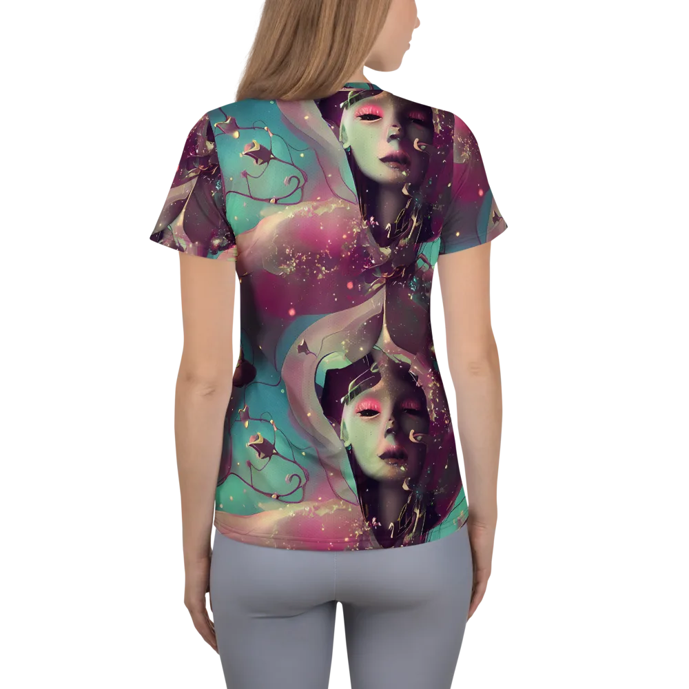 Nouveau Galaxy on Women's Athletic T-Shirt — Back