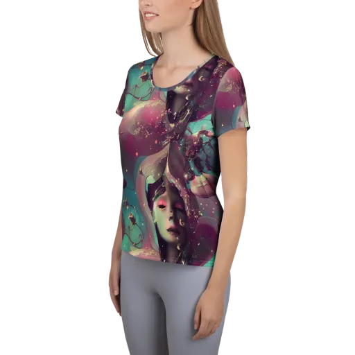 Nouveau Galaxy on a Women's Athletic T-Shirt