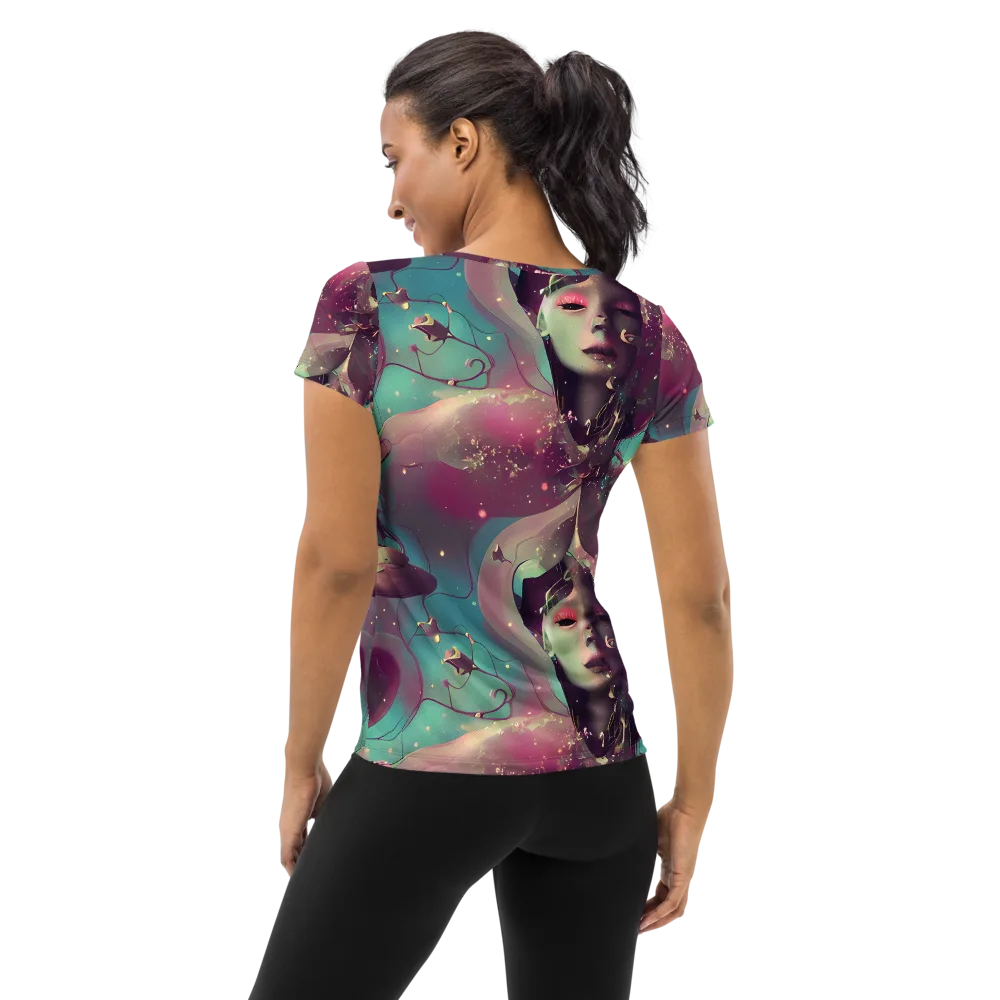 Nouveau Galaxy on Women's Athletic T-Shirt — Back