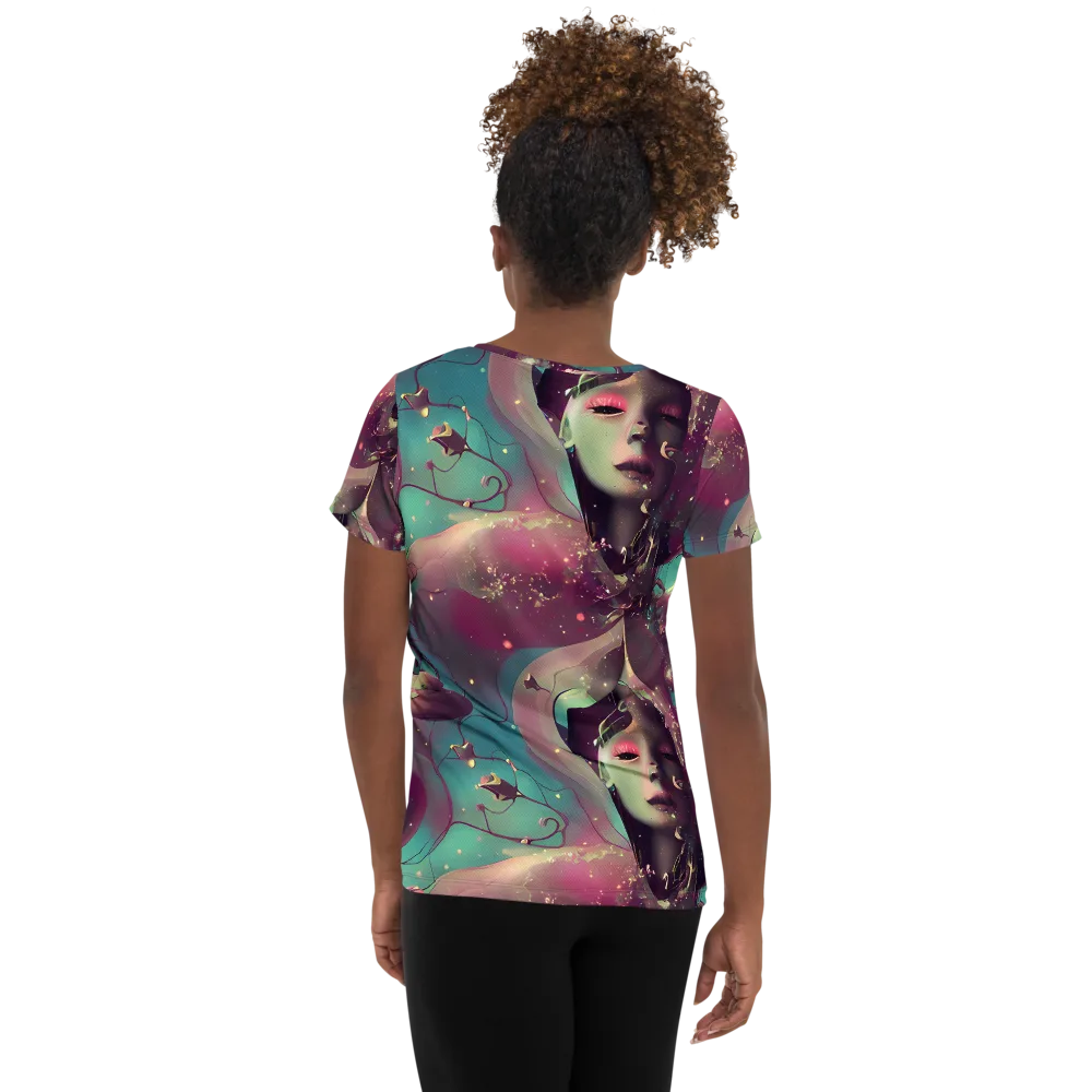 Nouveau Galaxy on Women's Athletic T-Shirt — Back