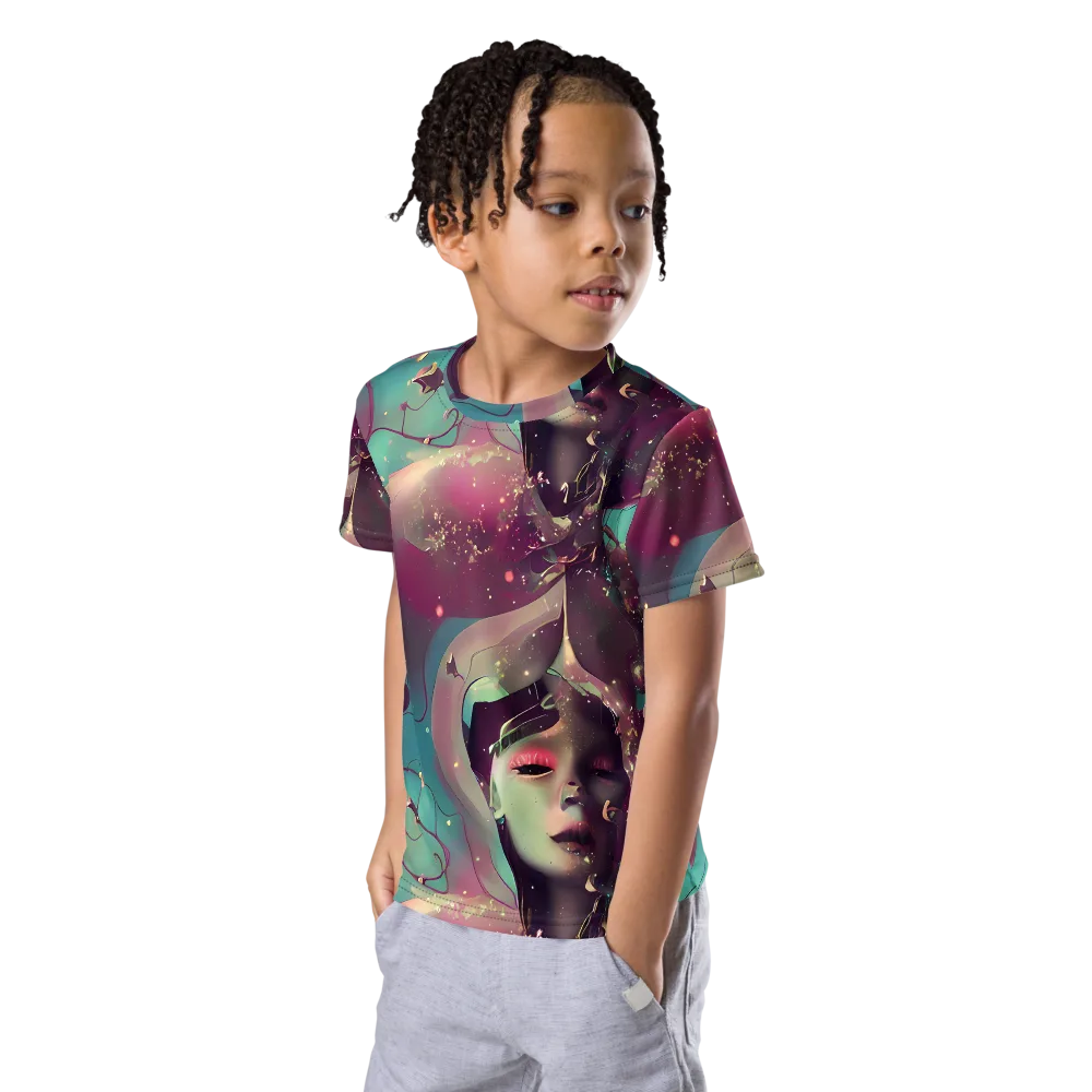 Nouveau Galaxy on Kids Crew Neck T-Shirt — Left Front