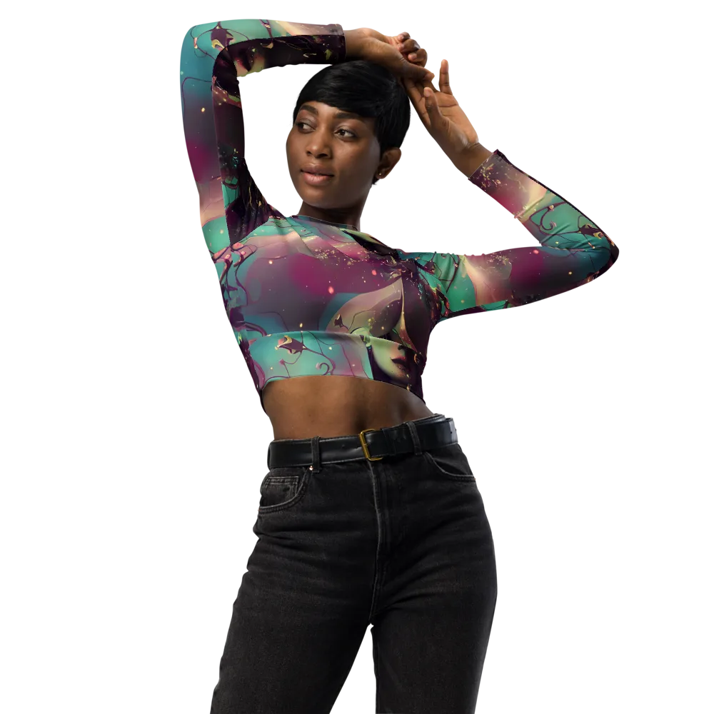 Nouveau Galaxy on Long Sleeve Crop Top — Front