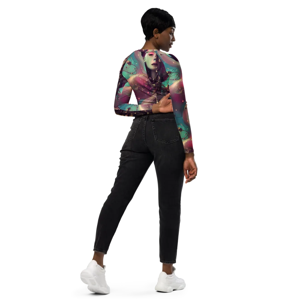 Nouveau Galaxy on Long Sleeve Crop Top — Right Back