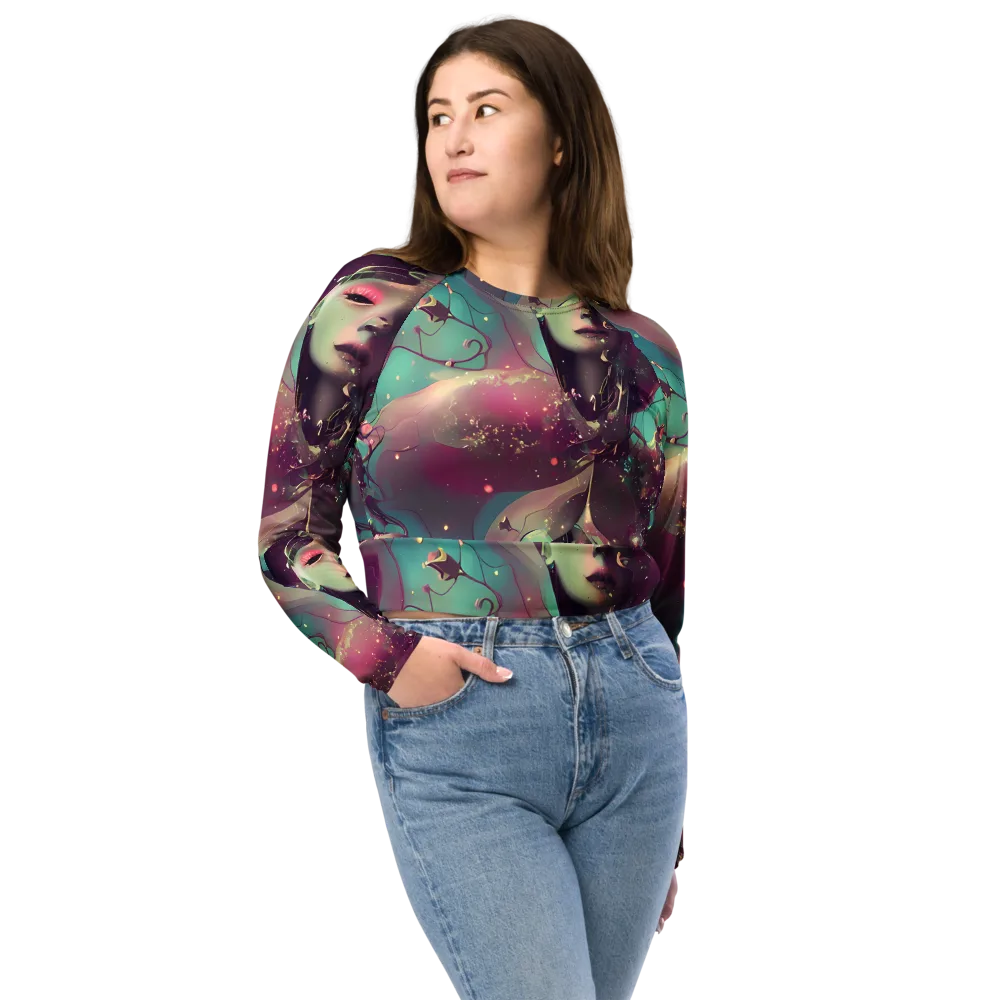 Nouveau Galaxy on Long Sleeve Crop Top — Front