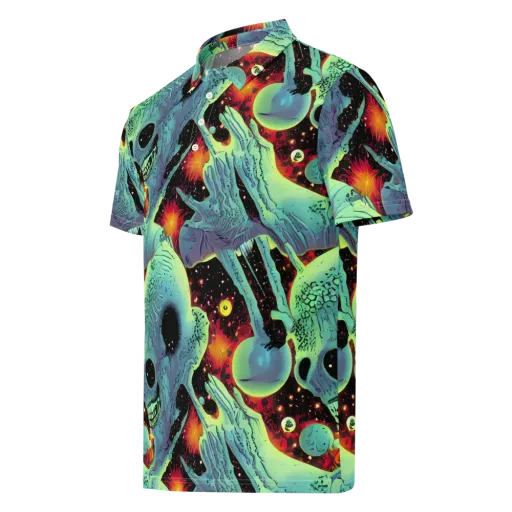 Galactic Grotesque on a Men's Slim Fit Polo Shirt