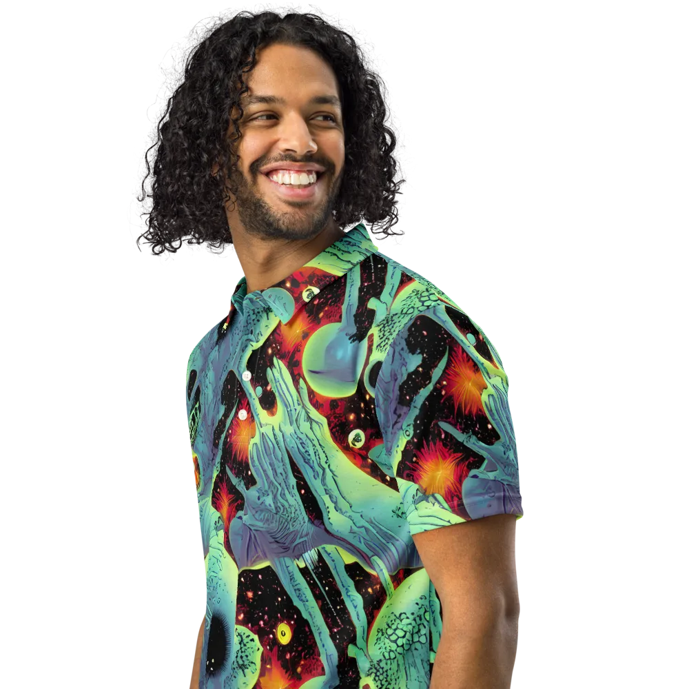Galactic Grotesque on Men's Slim Fit Polo Shirt — Left Front