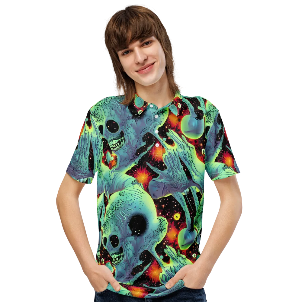 Galactic Grotesque on Men's Slim Fit Polo Shirt — Front