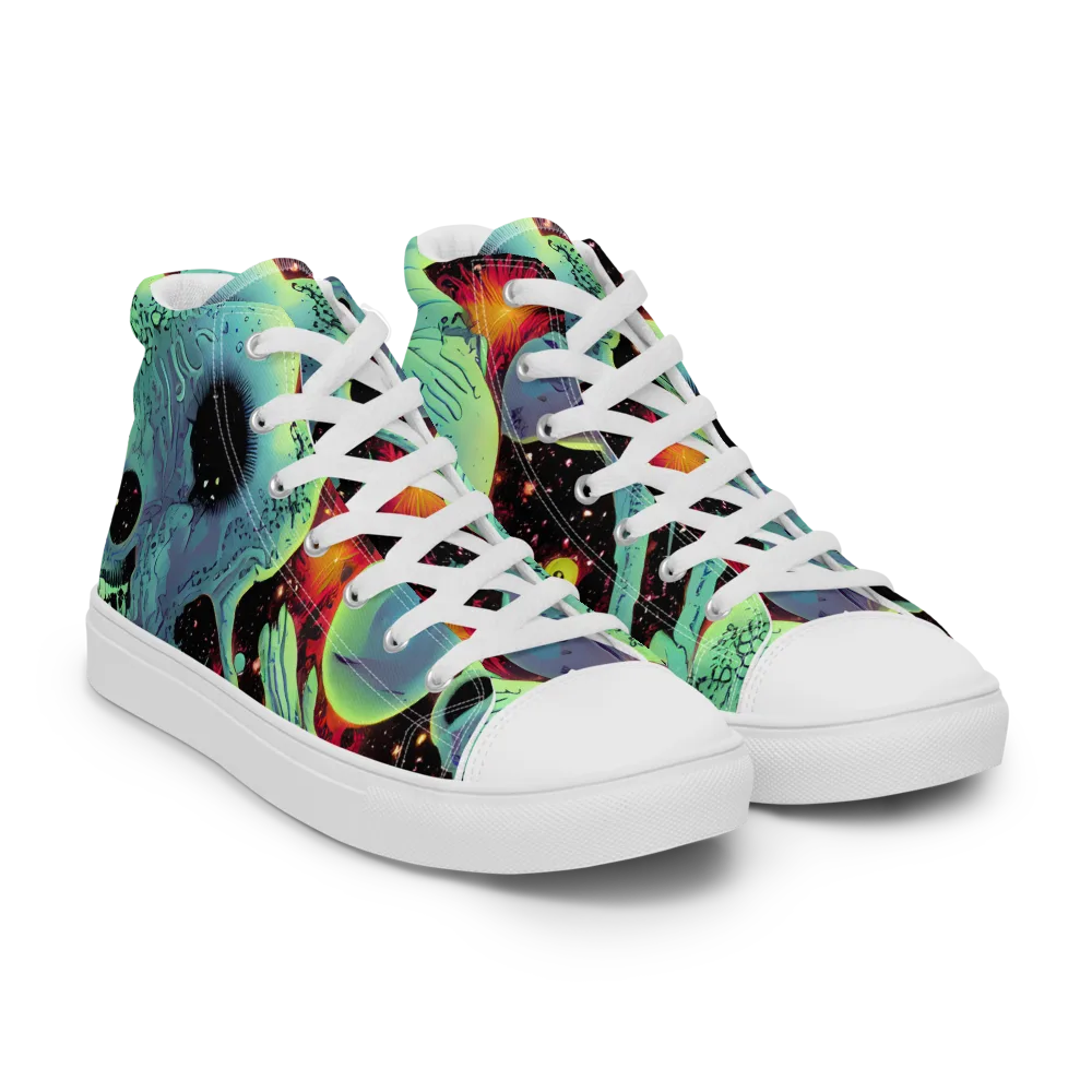 Galactic Grotesque on Men's High Top Canvas Shoes — Right Front
