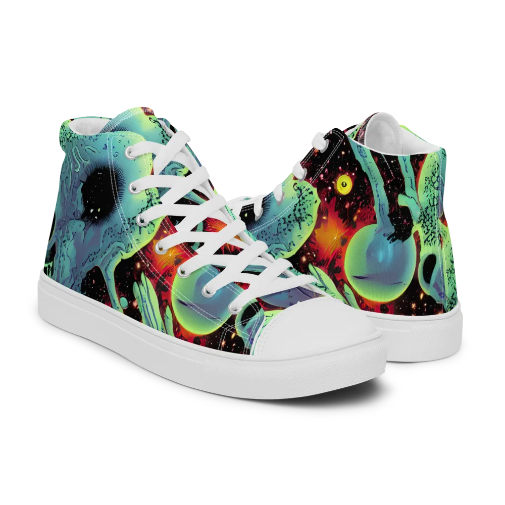 Galactic Grotesque on Men's High Top Canvas Shoes — Right
