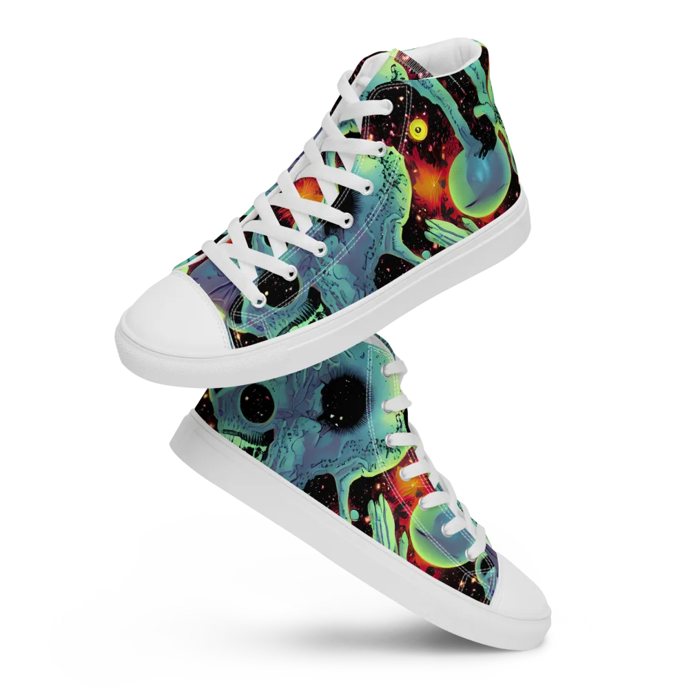 Galactic Grotesque on Men's High Top Canvas Shoes — Front