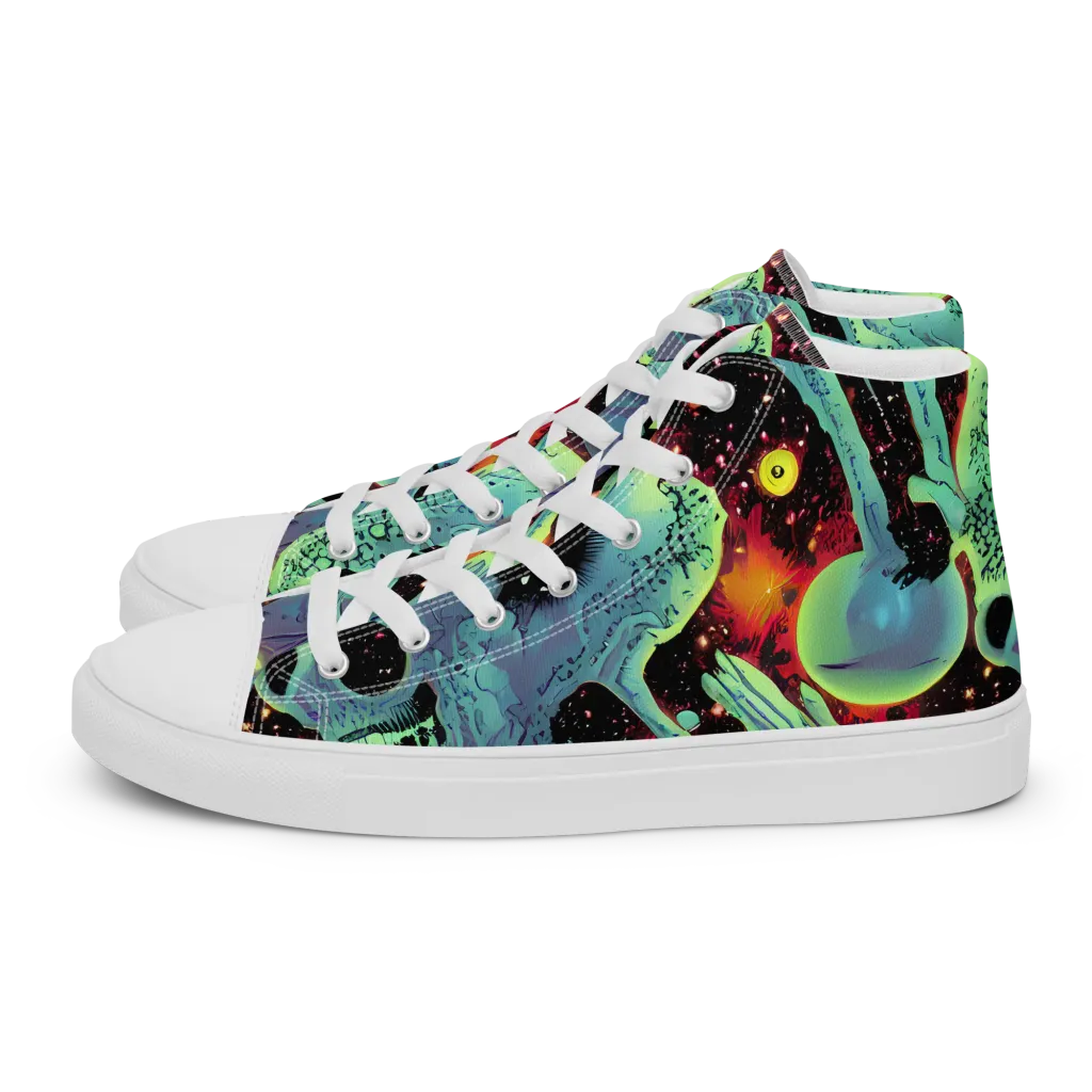 Galactic Grotesque on Women's High Top Canvas Shoes — Left