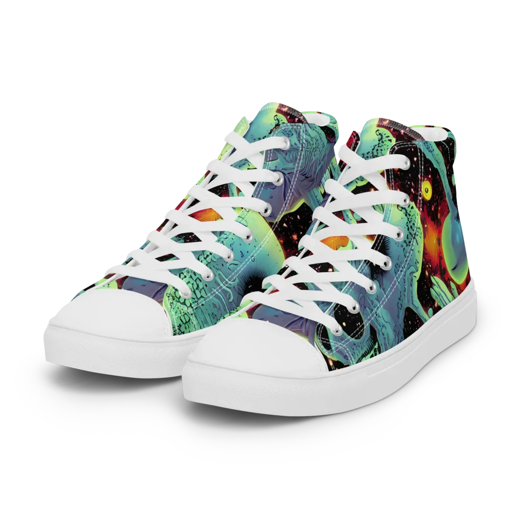 Galactic Grotesque on Women's High Top Canvas Shoes — Left Front