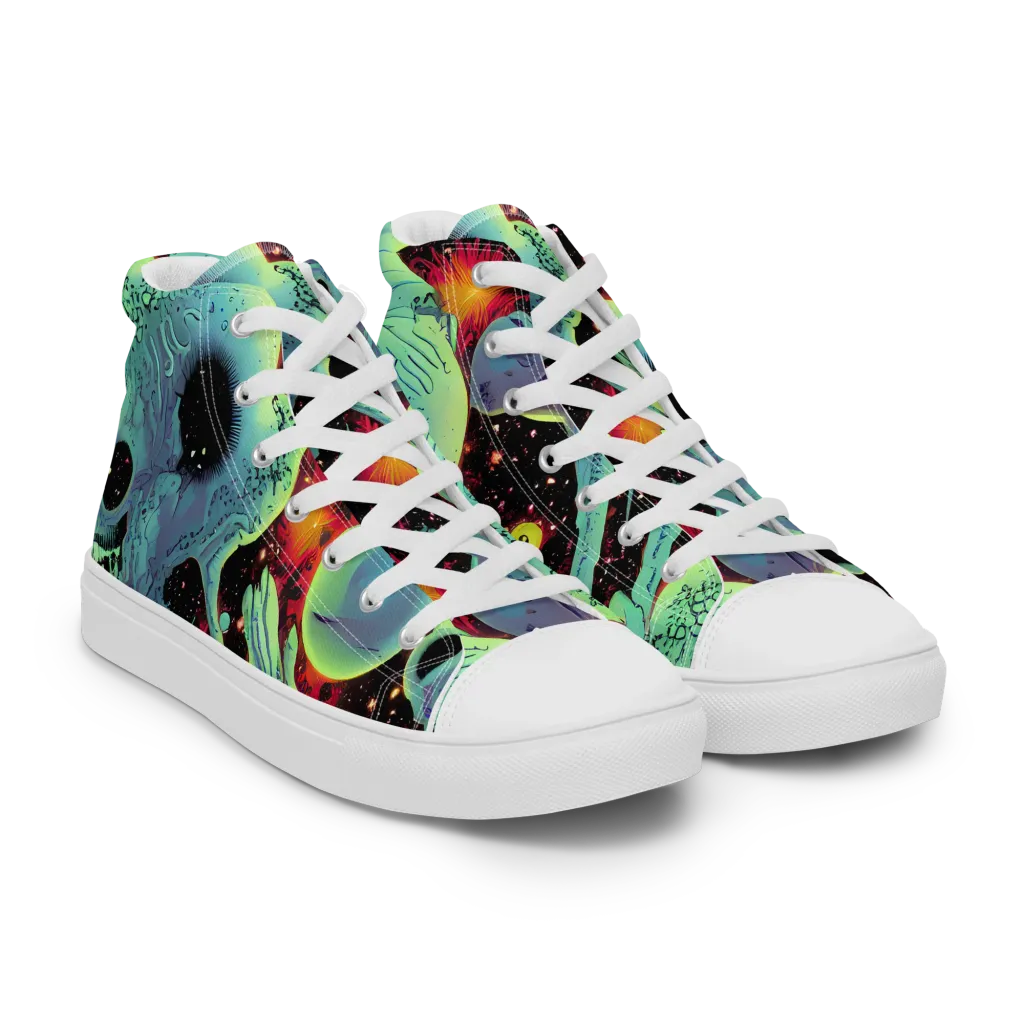 Galactic Grotesque on Women's High Top Canvas Shoes — Right Front