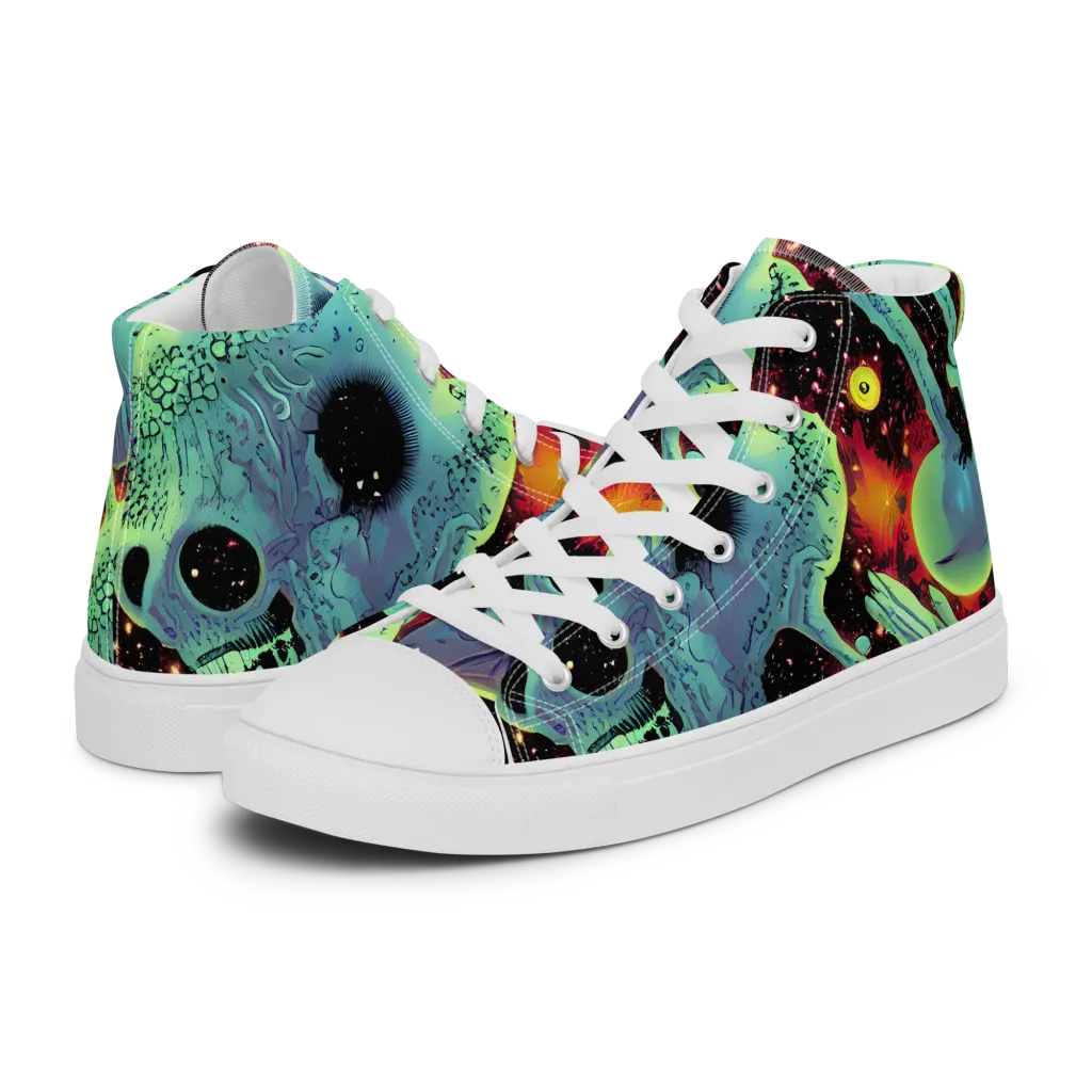 Galactic Grotesque on Women's High Top Canvas Shoes — Left