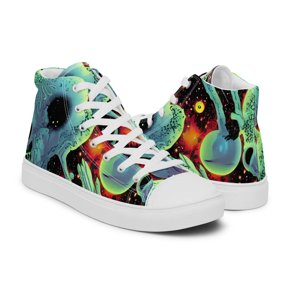 Galactic Grotesque on Women's High Top Canvas Shoes — Right