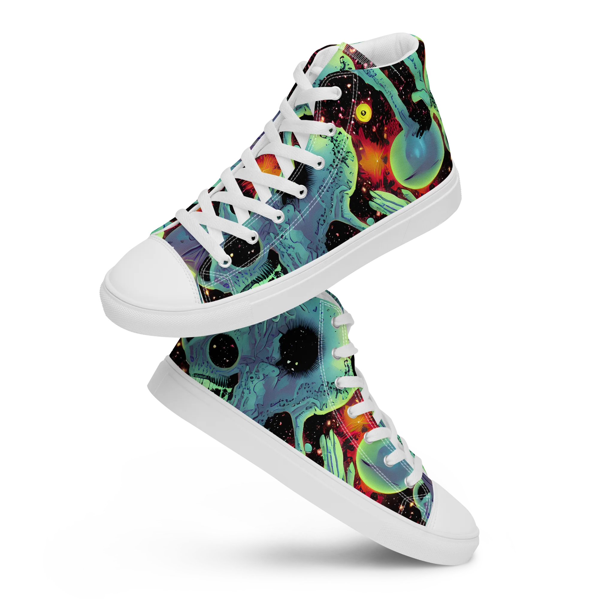 Galactic Grotesque on Women's High Top Canvas Shoes — Front