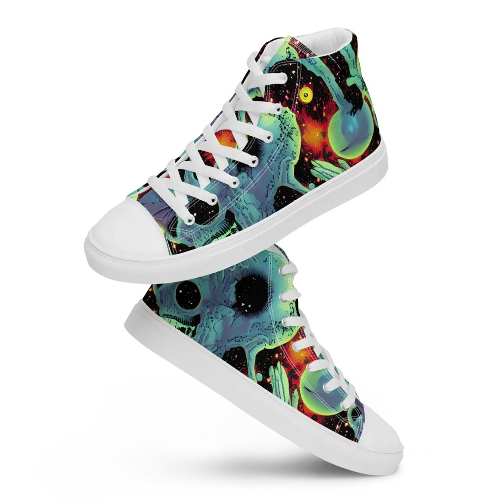 Galactic Grotesque on Women's High Top Canvas Shoes — Front