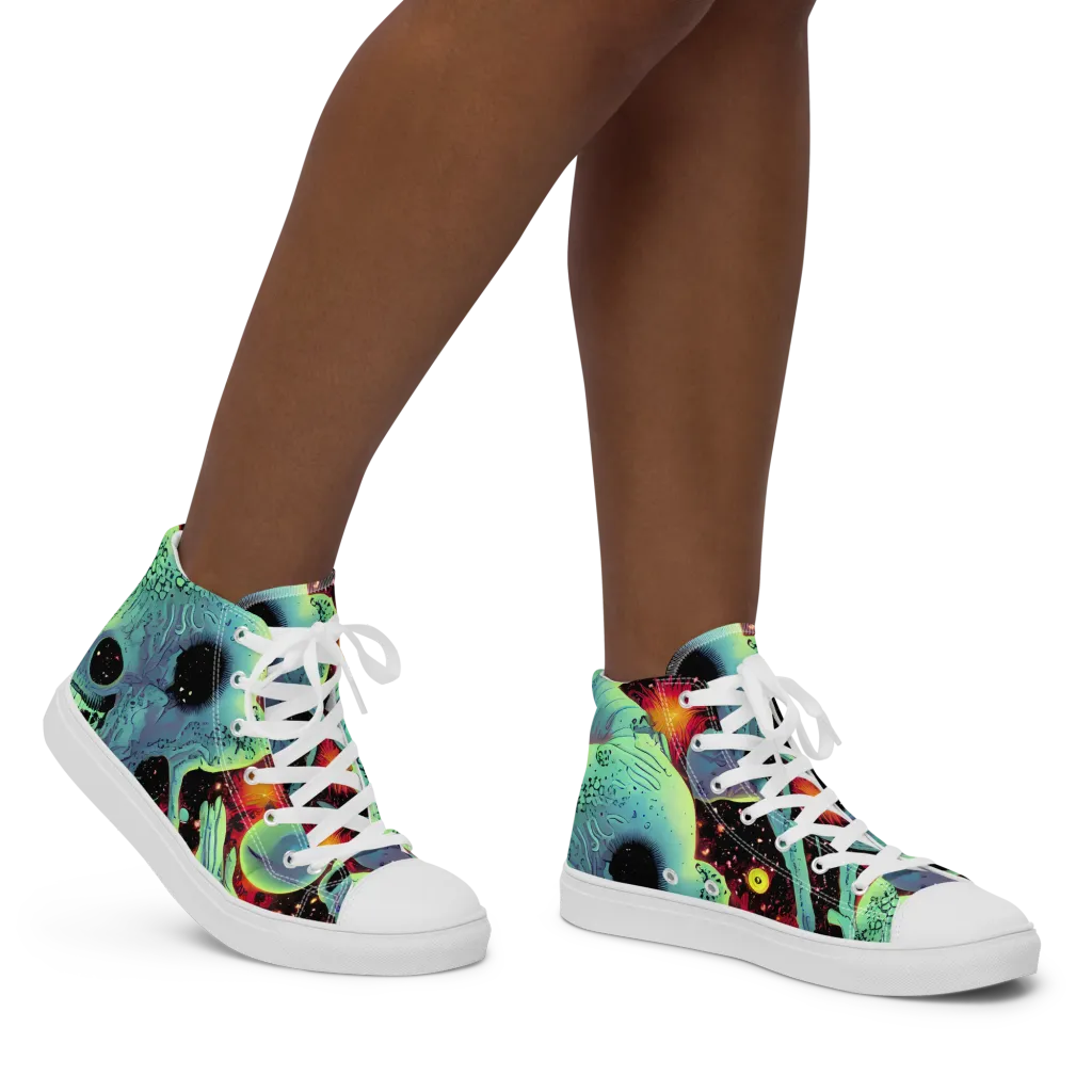 Galactic Grotesque on Women's High Top Canvas Shoes — Right