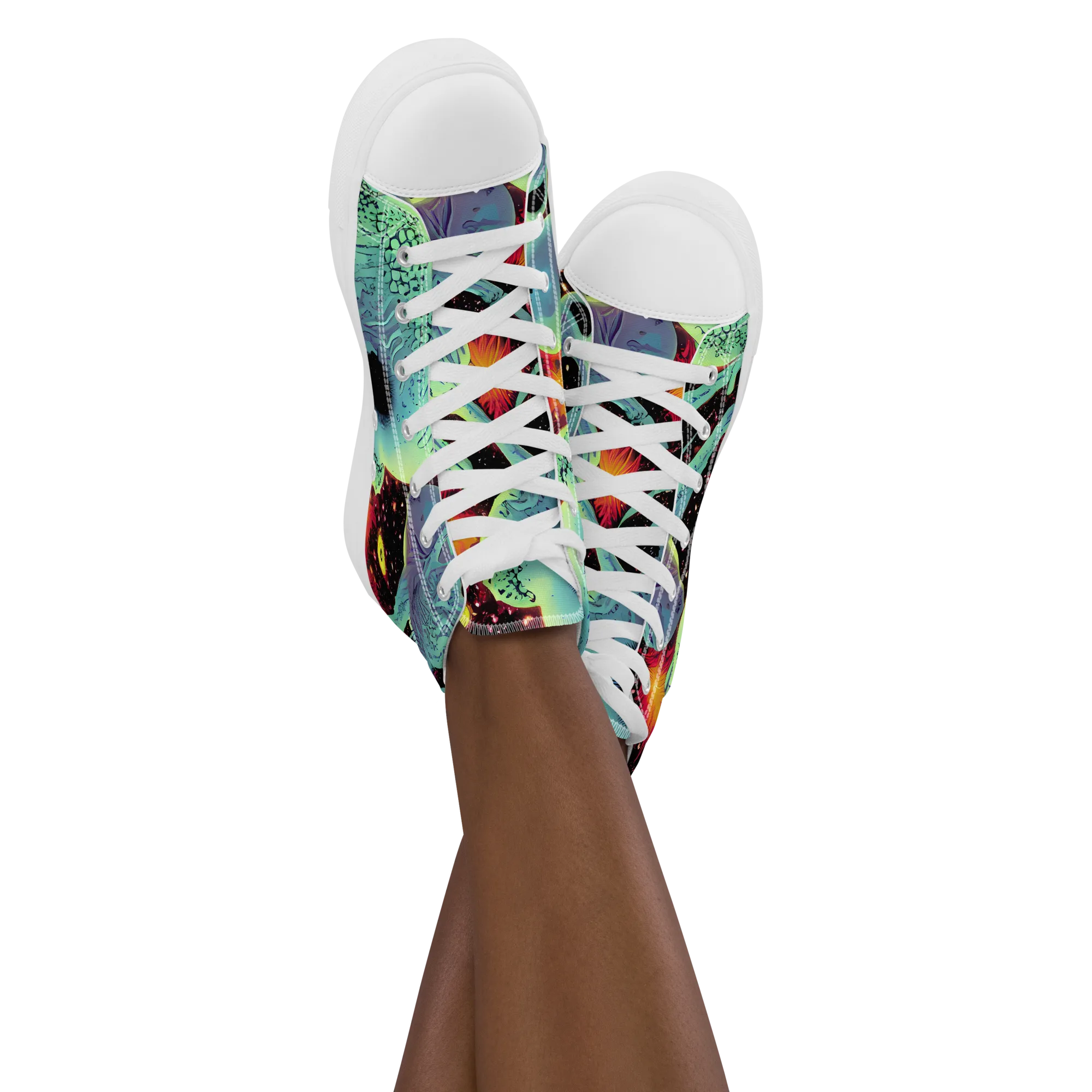 Galactic Grotesque on Women's High Top Canvas Shoes — Front
