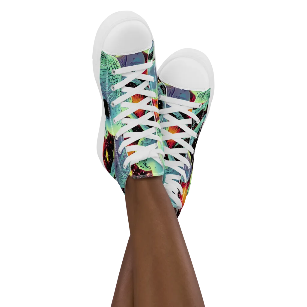 Galactic Grotesque on Women's High Top Canvas Shoes — Front