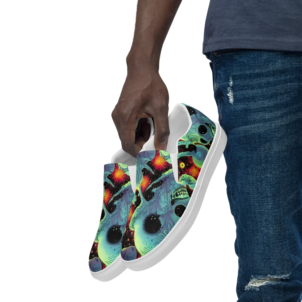 Galactic Grotesque on Men's Slip-On Canvas Shoes — Left Front