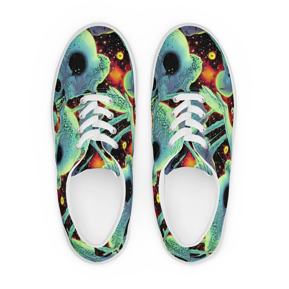 Galactic Grotesque on Men's Lace-Up Canvas Shoes — Front