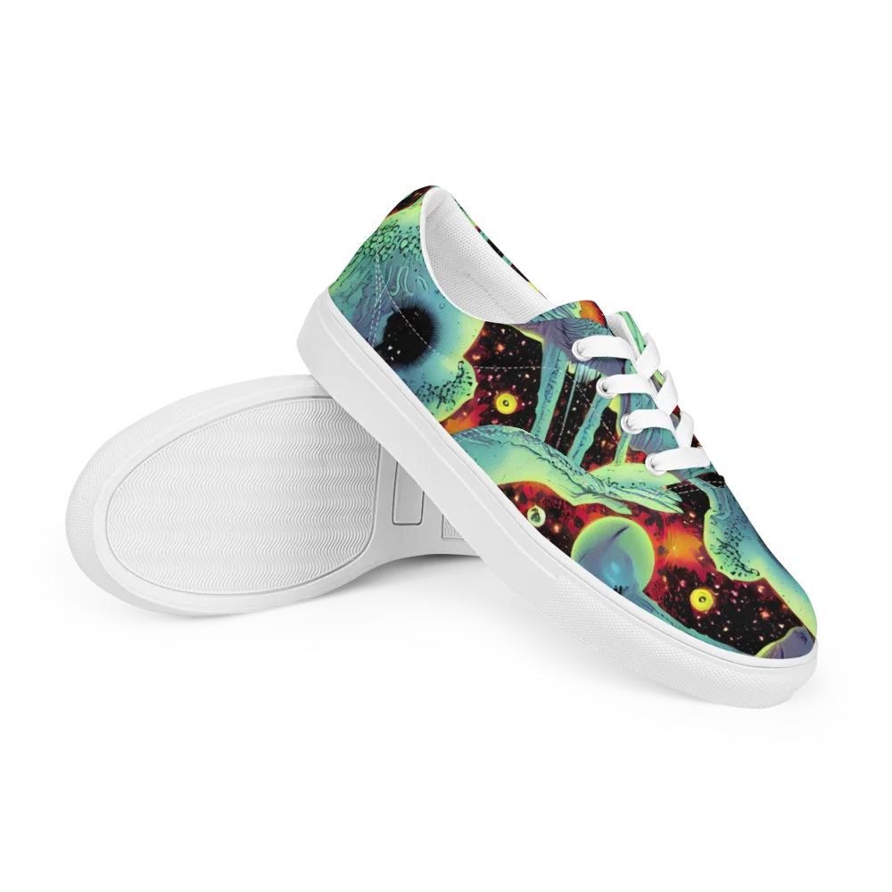 Galactic Grotesque on Men's Lace-Up Canvas Shoes — Right Front