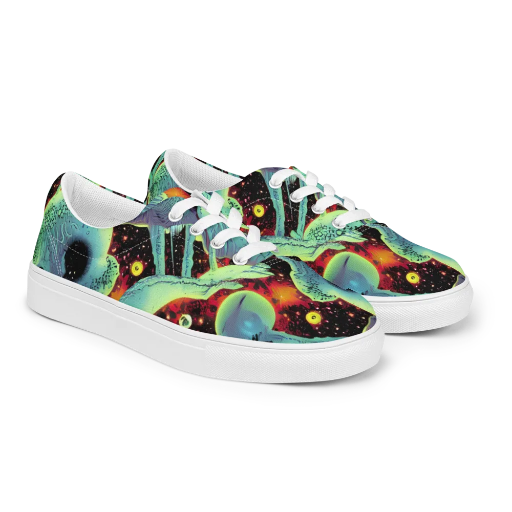 Galactic Grotesque on Men's Lace-Up Canvas Shoes — Right Front