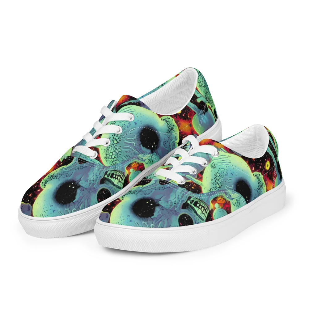Galactic Grotesque on Men's Lace-Up Canvas Shoes — Left Front