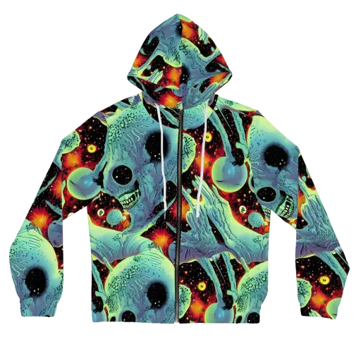 Galactic Grotesque on a Women's Full-Zip Hoodie