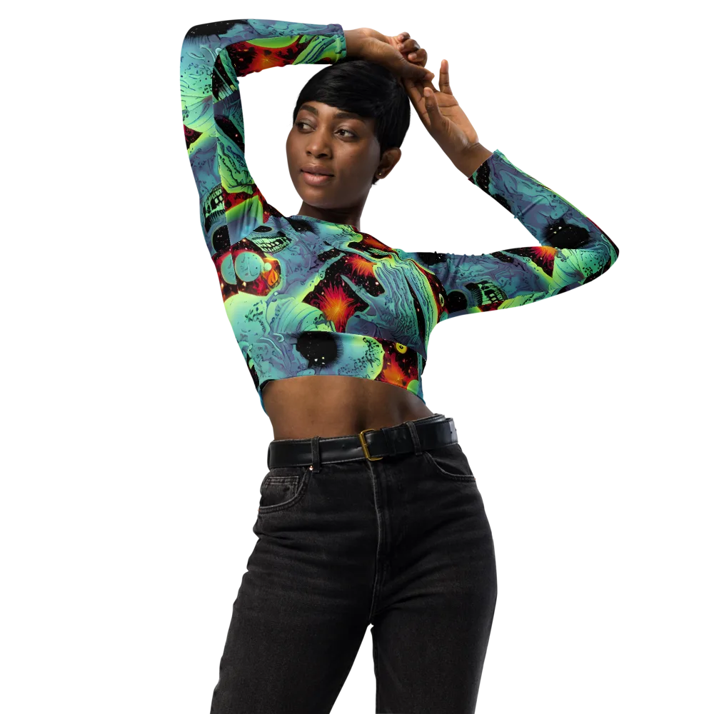 Galactic Grotesque on Long Sleeve Crop Top — Front