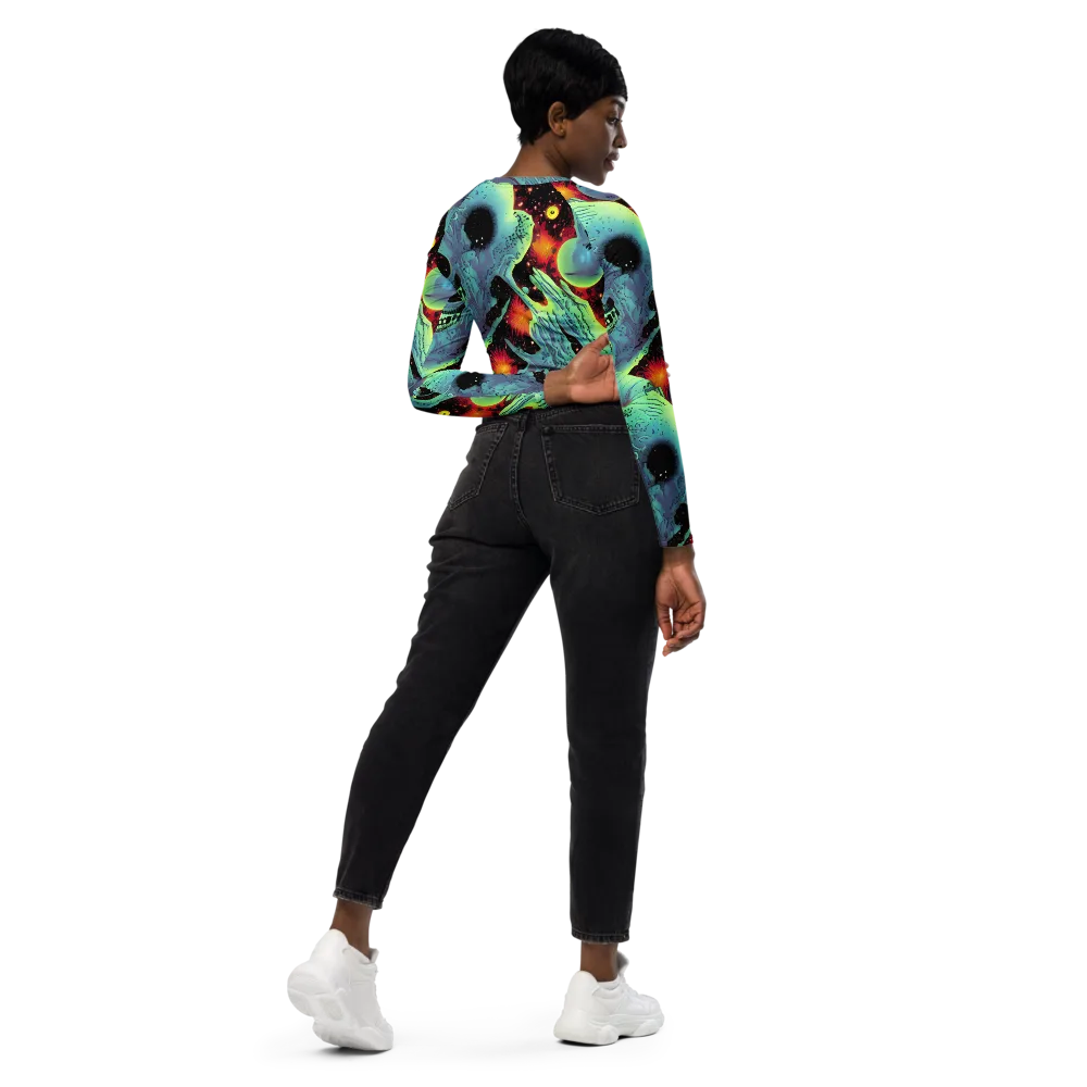 Galactic Grotesque on Long Sleeve Crop Top — Right Back