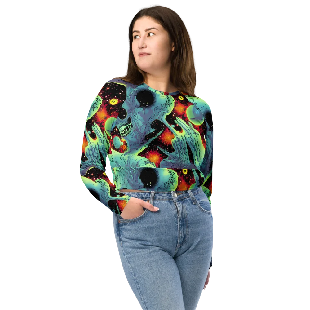 Galactic Grotesque on Long Sleeve Crop Top — Front