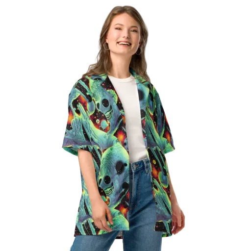 Galactic Grotesque on a Button Shirt