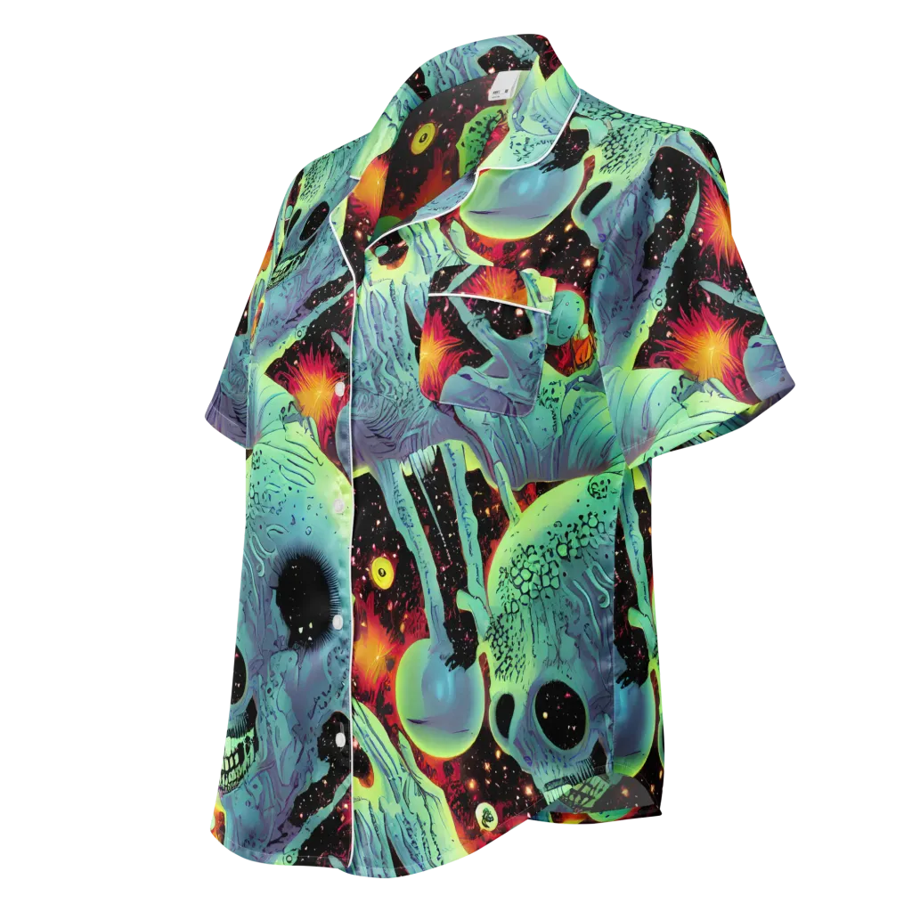 Galactic Grotesque on Women's Short Sleeve Pajama Top — Left Front