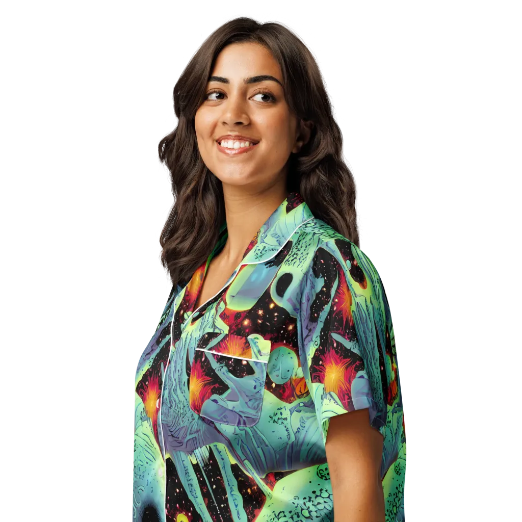 Galactic Grotesque on Women's Short Sleeve Pajama Top — Left Front