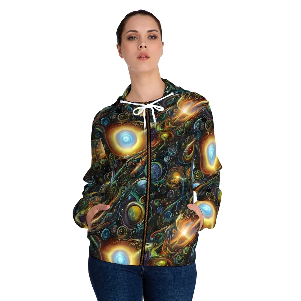 Ferez Vortex on Women's Full-Zip Hoodie — Front On Person