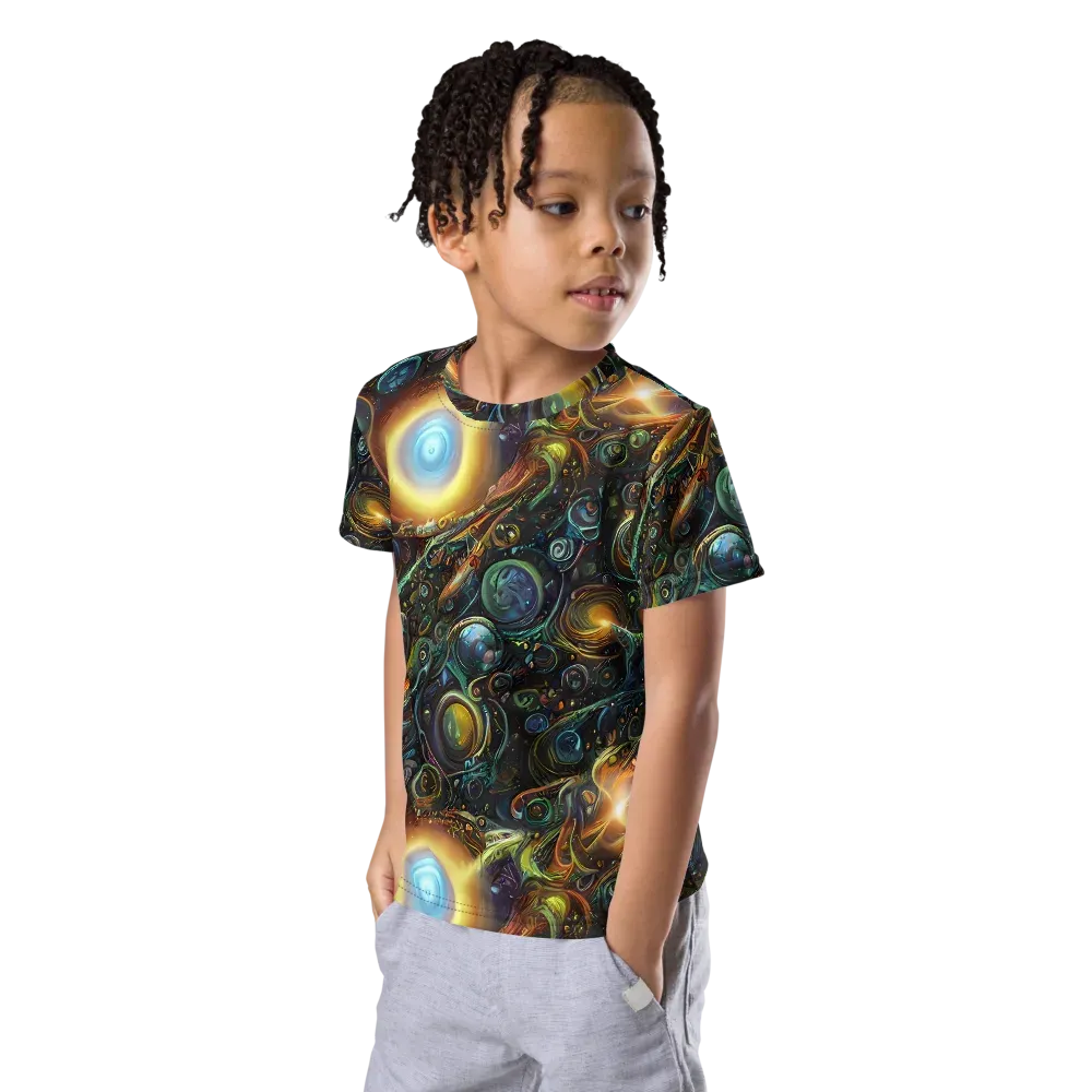 Ferez Vortex on Kids Crew Neck T-Shirt — Left Front