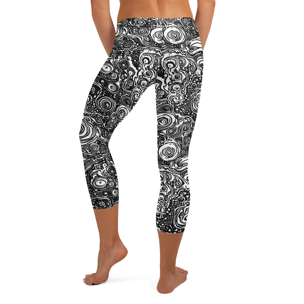 Swirling Stories on Capri Leggings — Back