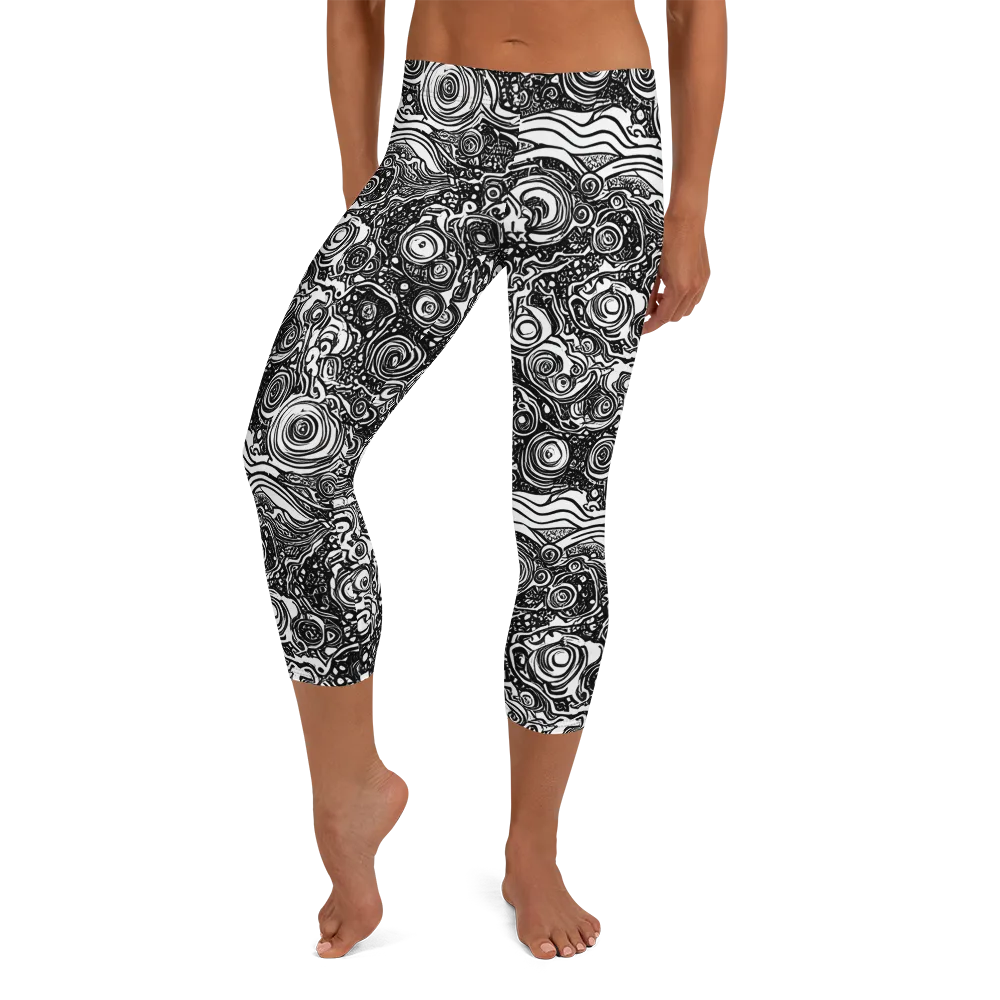 Swirling Stories on Capri Leggings — Front