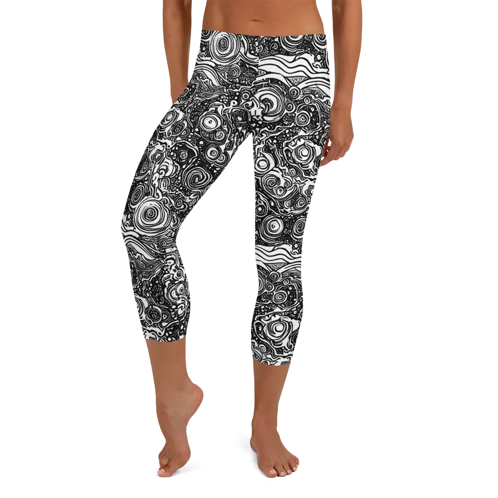 Swirling Stories on Capri Leggings — Front