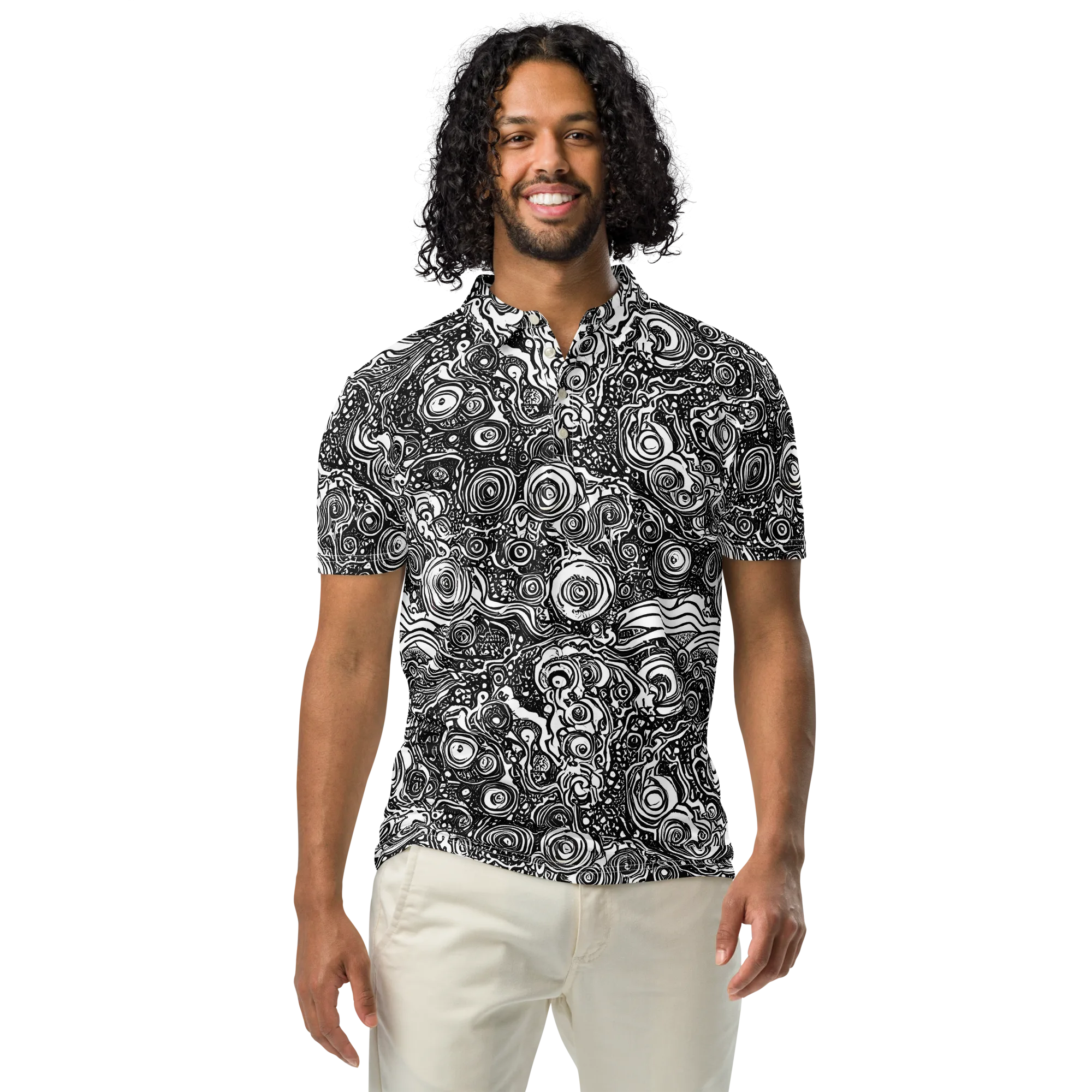 Swirling Stories on Men's Slim Fit Polo Shirt — Front