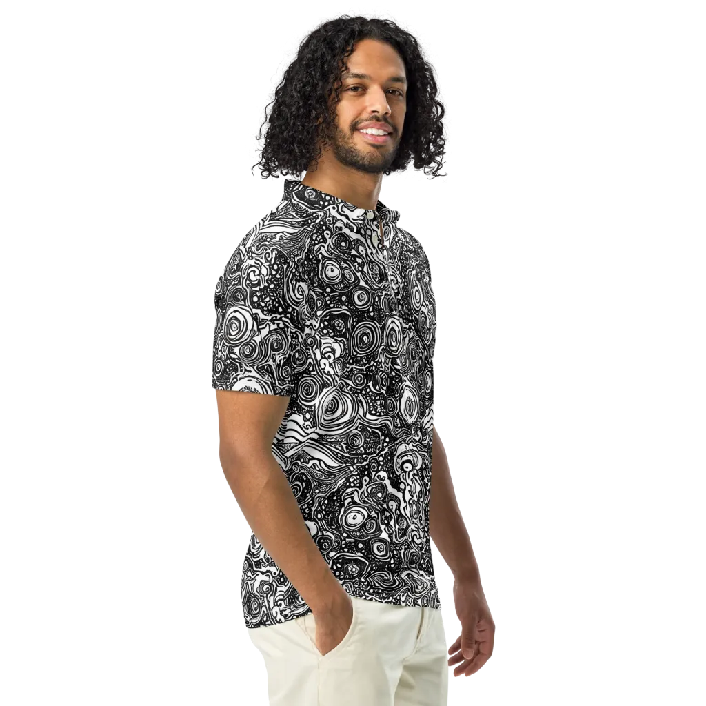 Swirling Stories on Men's Slim Fit Polo Shirt — Right Front