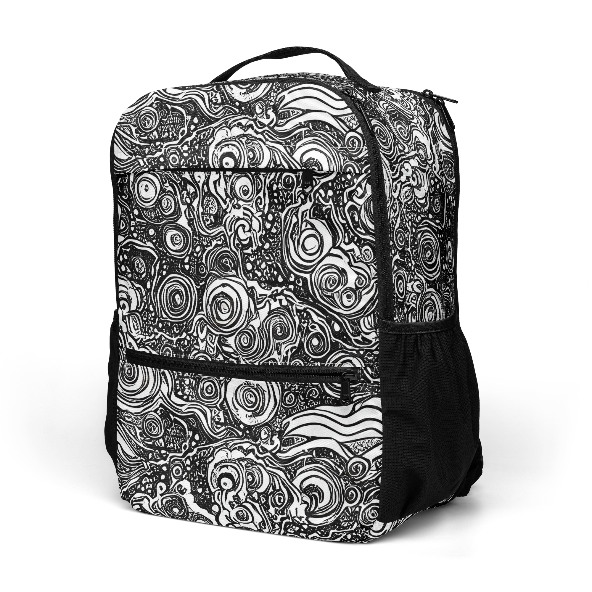 Swirling Stories on Utility Backpack — Left Front