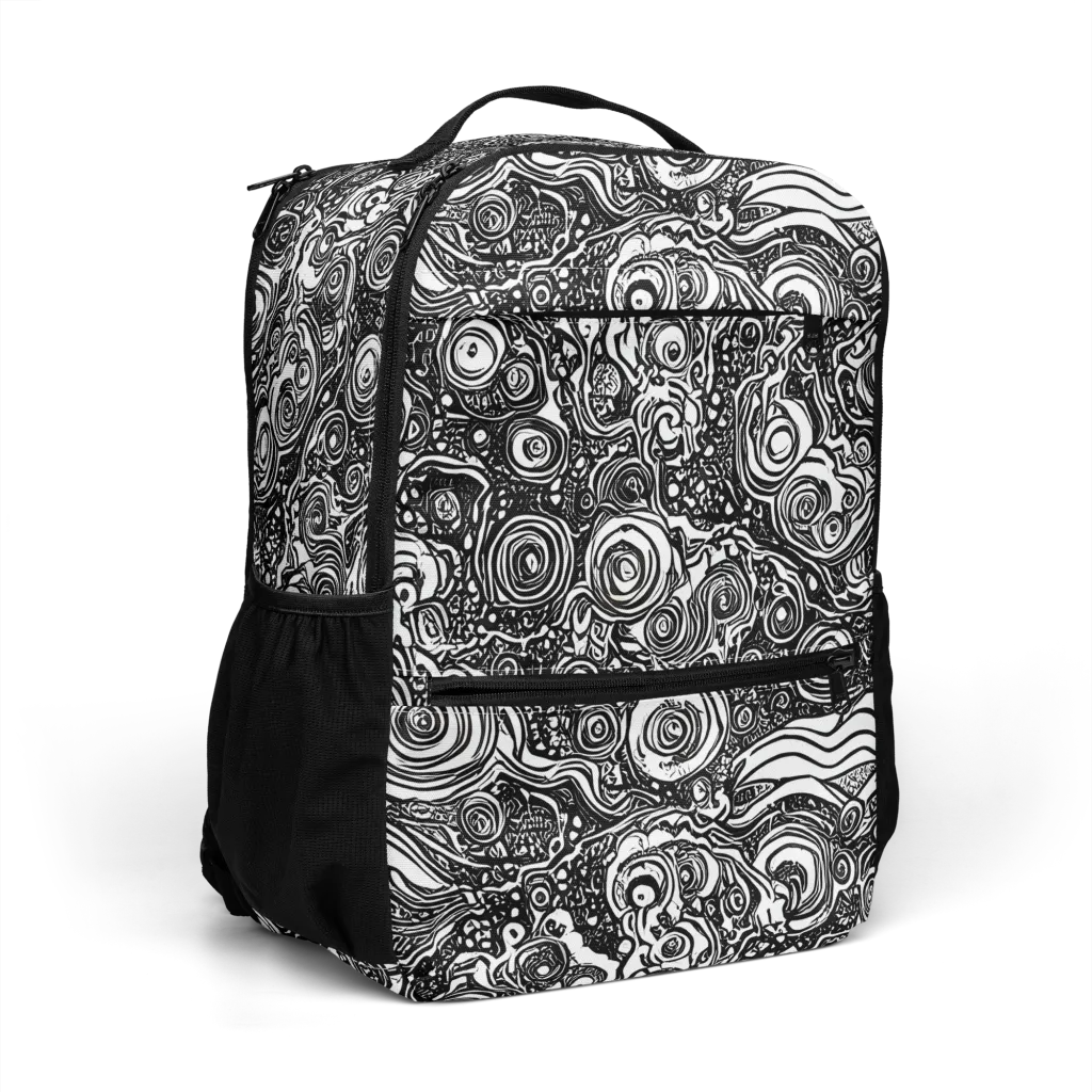 Swirling Stories on Utility Backpack — Right Front