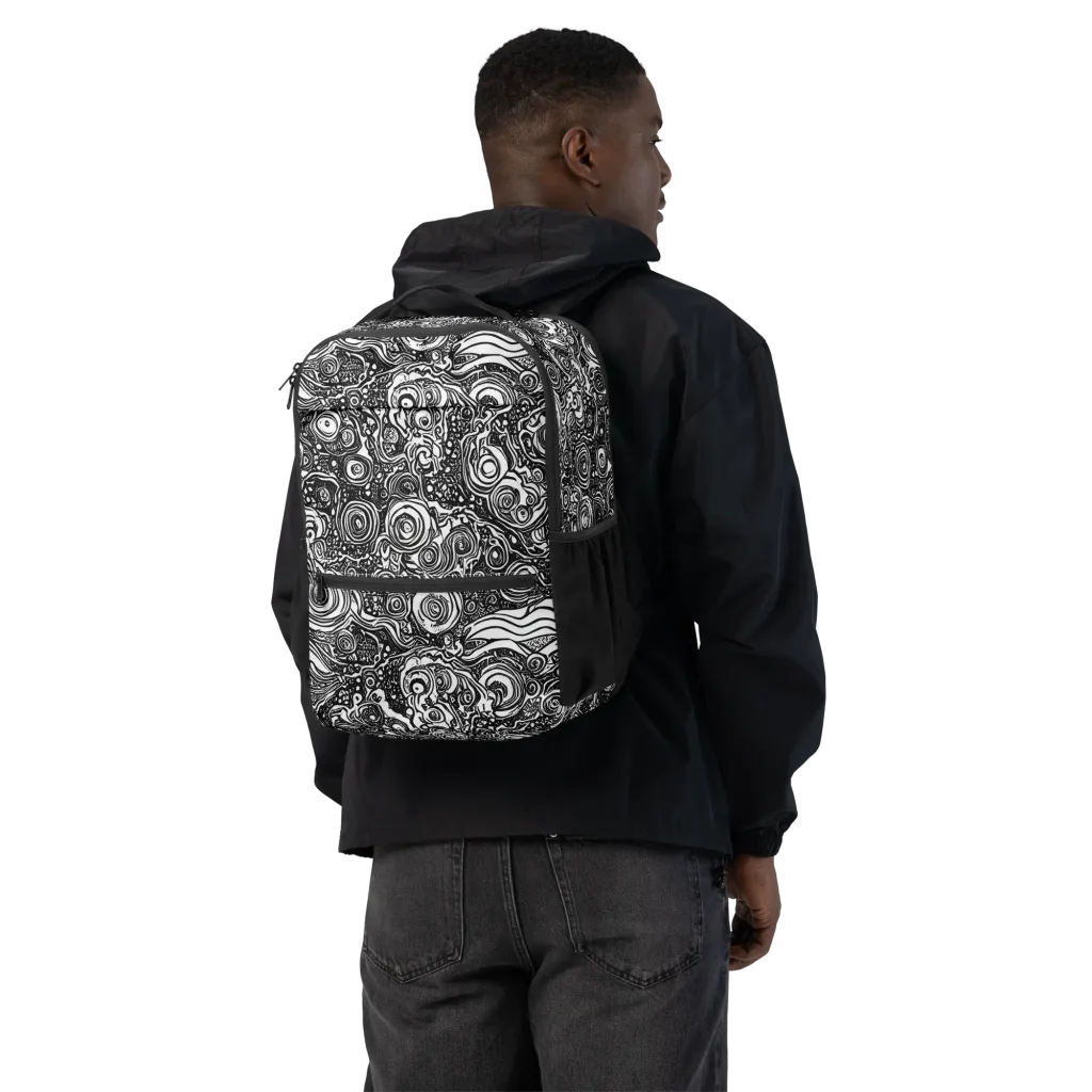 Swirling Stories on Utility Backpack — Back