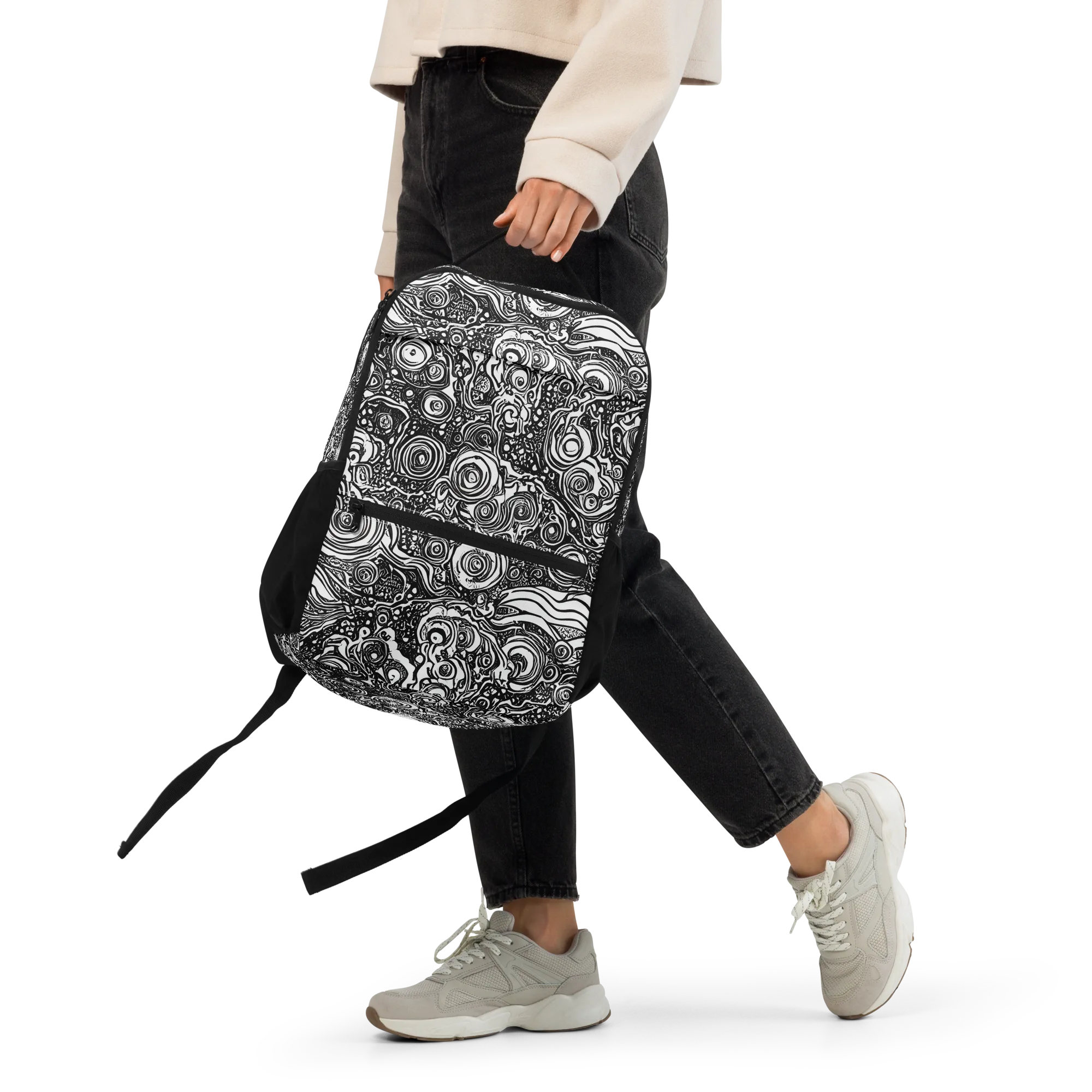 Swirling Stories on Utility Backpack — Front