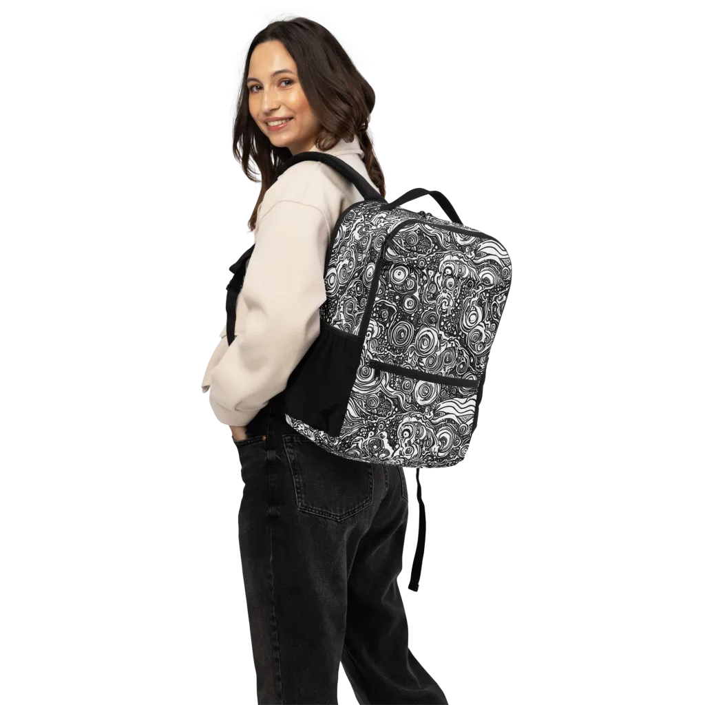 Swirling Stories on Utility Backpack — Back