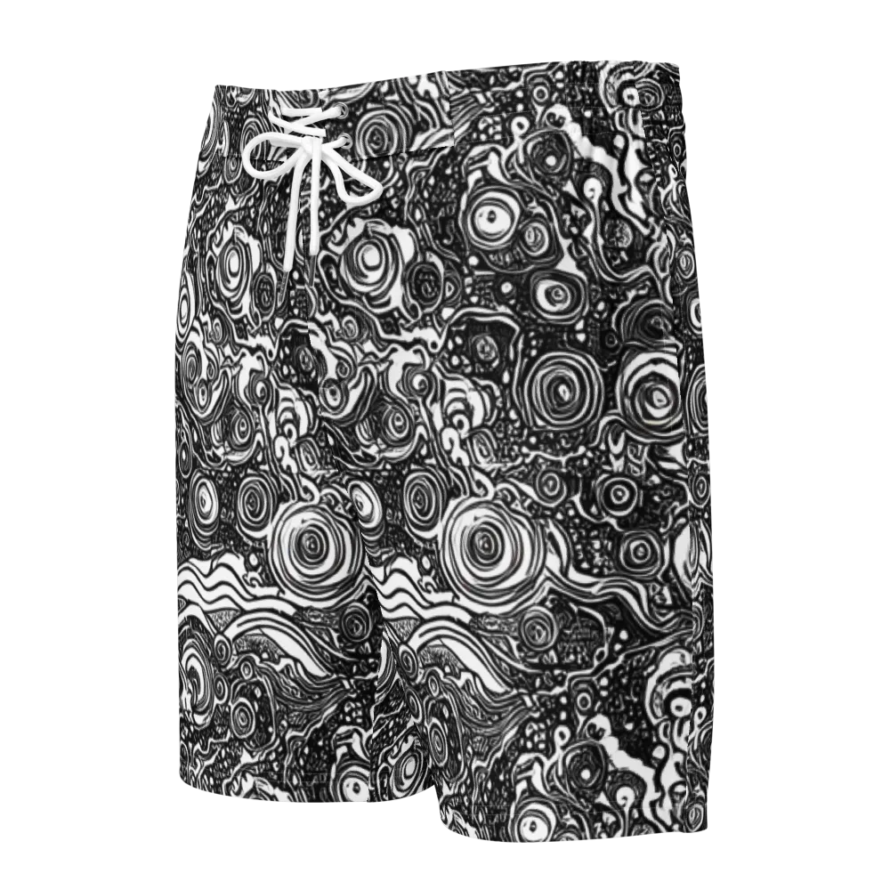 Swirling Stories on Men's Board Shorts — Front